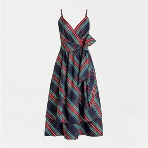 JCREW Tiered Taffeta Stewart Tartan Plaid Dress with sash/bow size 000 ~ HOLIDAY